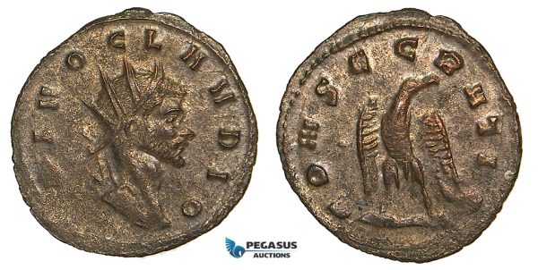 Z60, Roman Empire, Divus Claudius II Gothicus (Died 270 AD) Antoninianus (2.14g) Rome, 1st emission of Aurelian, Eagle, EF