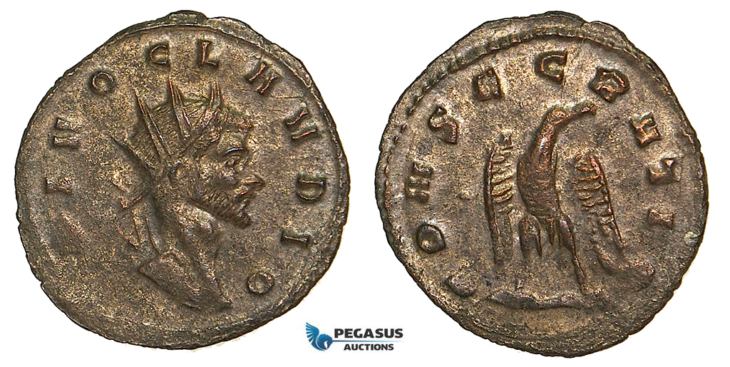 Z60, Roman Empire, Divus Claudius II Gothicus (Died 270 AD) Antoninianus (2.14g) Rome, 1st emission of Aurelian, Eagle, EF