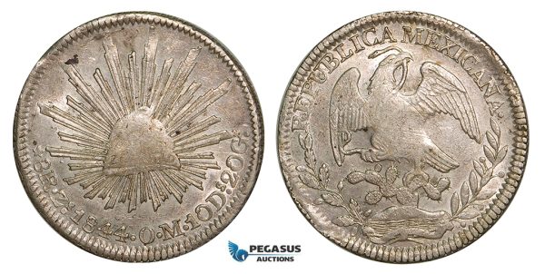 Z81, Mexico, First Republic, 8 Reales 1844 Zs OM, Zacatecas, Silver, aXF