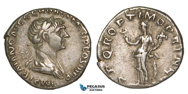 Z89, Roman Empire, Trajan (98-117 AD) AR Denarius (2.97g) Rome (112-114 AD) Felicitas, Good VF