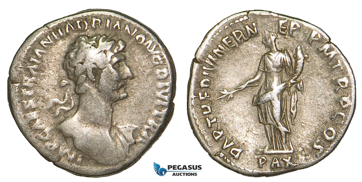 Z94, Roman Empire, Hadrian (117-138 AD) AR Denarius (2.94g) Rome (117 AD) Pax, VF