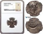 Z97, Roman Empire, Hadrian (117-138 AD) AR Denarius (3.11g) Rome (125-128 AD) Crescent/Stars, NGC VF