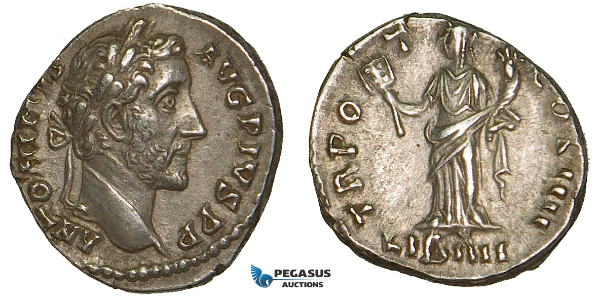 ZA07, Roman Empire, Antoninus Pius (138-161 AD) AR Denarius (3.39g) Rome (147 AD) Liberalitas, EF