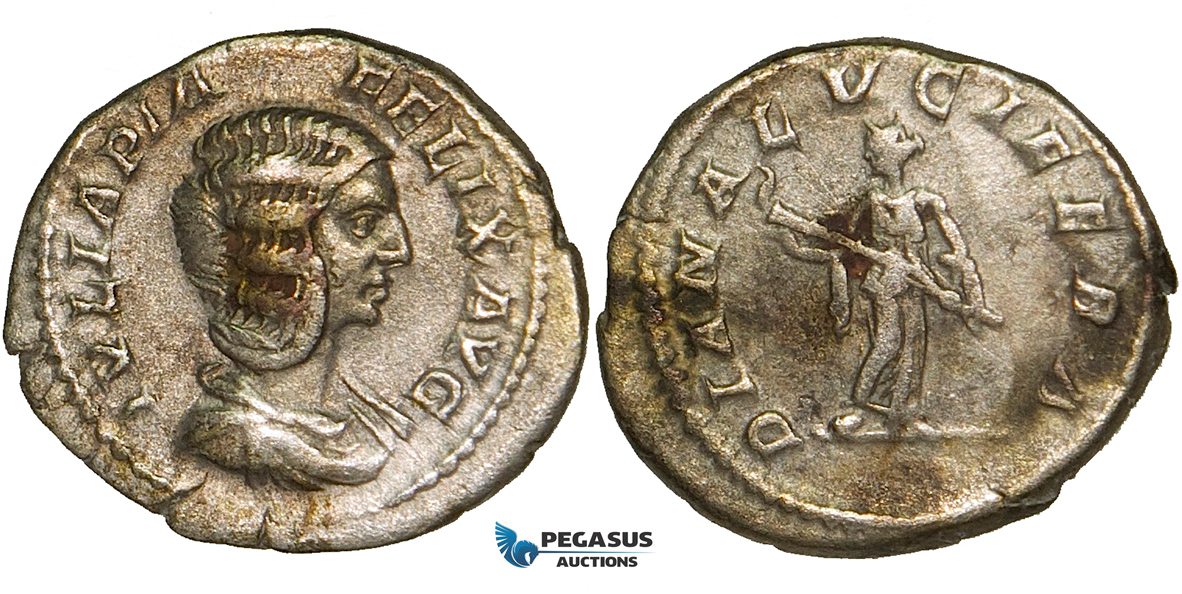 ZA09, Roman Empire, Julia Domna, AR Denarius (3.24g) Rome (211-217 AD) Diana, VF
