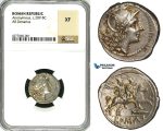 ZA34, Roman Republic, Anonymous (211-208 BC) AR Denarius (4.33g) Rome, Dioscuri, NGC XF