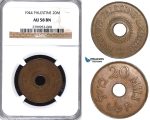 ZA52, Palestine, 20 Mils 1944, NGC AU58BN