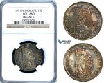ZA63, Netherlands, Holland, X Stuivers 1751, Silver, NGC MS65+★
