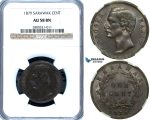 ZA87, Sarawak, C. Brooke Rajah, 1 Cent 1879, Heaton, NGC AU58BN