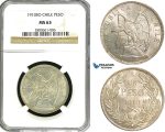 ZB01, Chile, 1 Peso 1910-SO, Santiago, Silver, NGC MS63