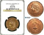 ZB16X, Argentina, Essai 2 Centavos 1878, Copper, NGC MS64RB