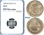 ZB22, Bulgaria, Ferdinand I, 10 Stotinki 1888, NGC MS63