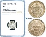 ZB23, Bulgaria, Alexander I, 50 Stotinki 1883, St. Petersburg, Silver, NGC MS62