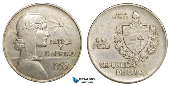 ZB33, Cuba, "ABC" Peso 1935, Silver, aXF