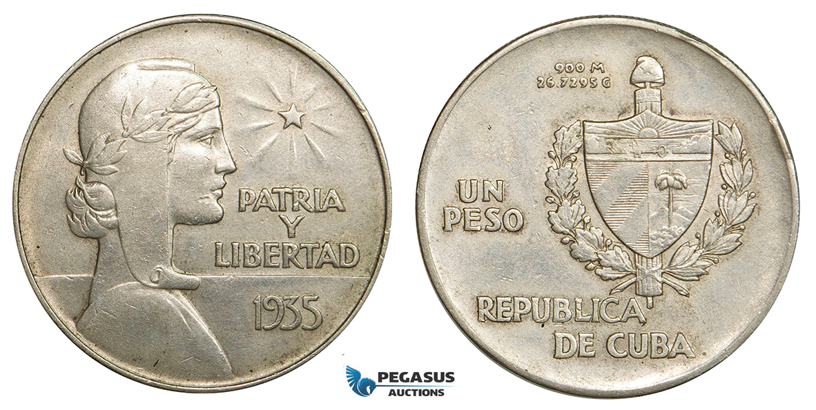 ZB33, Cuba, "ABC" Peso 1935, Silver, aXF