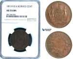 ZB65, British North Borneo, 1 Cent 1891-H, Heaton, NGC AU55BN