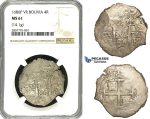 ZB86, Bolivia, Colonial, Cob 4 Reales 1686-P/VR, Potosi, Silver (14.1g) NGC MS61, Rare grade!