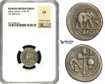 ZC02, Roman Imperatorial, Julius Caesar as Dictator (49-44 BC) AR Denarius (3.49g) Military mint, 49 BC, Elephant, NGC VF