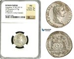ZC07, Roman Empire, Augustus (27 BC - 14 AD) AR Denarius (3.77g) Lugdunum, 2 BC - 4 AD, Shields, NGC AU