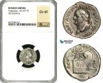 ZC26, Roman Empire, Vespasian (69-79 AD), AR Denarius (3.05g) Rome, 77-80 AD, Prow, NGC Ch VF