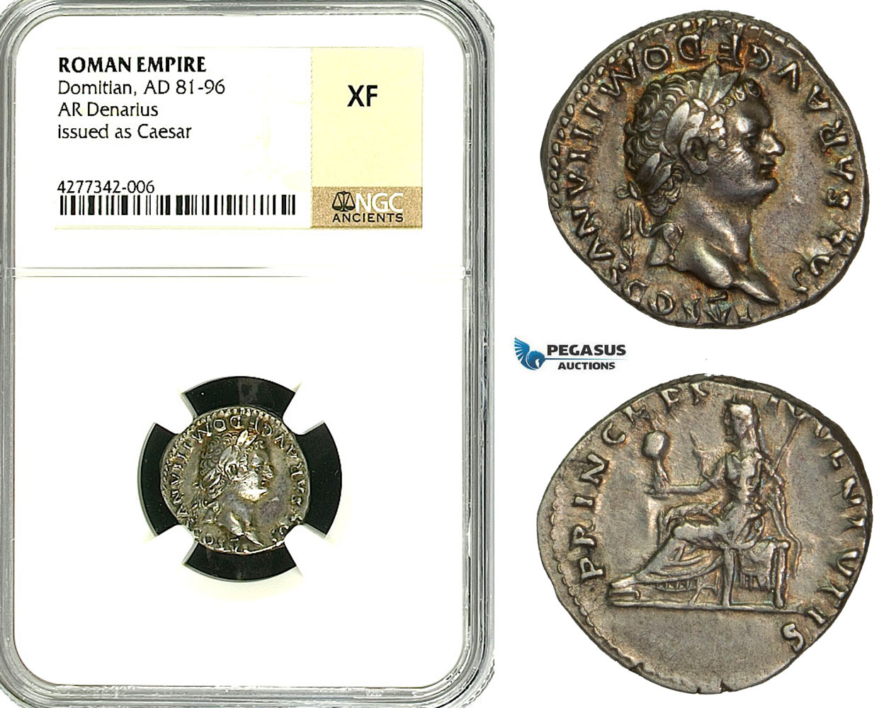 ZC35, Roman Empire, Domitian (81-96 AD), AR Denarius (3.46g) Rome, 79 AD, Vesta, NGC XF