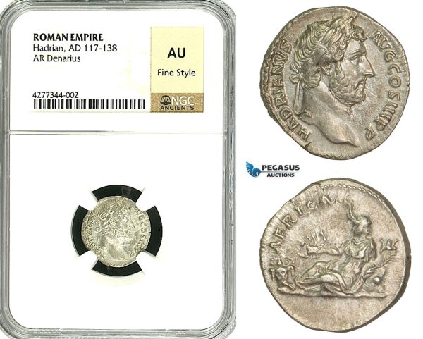 ZC51, Roman Empire, Hadrian (117-138 AD), AR Denarius (3.15g) Rome, 134-138 AD, NGC AU, Fine Style