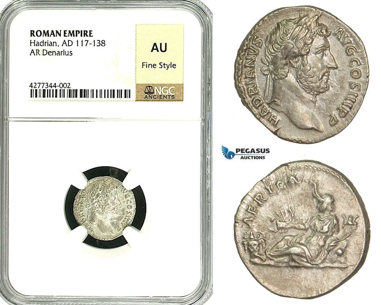 ZC51, Roman Empire, Hadrian (117-138 AD), AR Denarius (3.15g) Rome, 134-138 AD, NGC AU, Fine Style