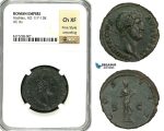 ZC55, Roman Empire, Hadrian (117-138 AD) Æ As (11.19g) Rome, 125-128 AD, Salus, NGC Ch XF, Fine Style