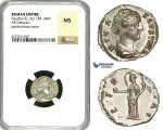 ZC62, Roman Empire, Diva Faustina (d. 140), AR Denarius (2.42g) Rome, Aeternitas, NGC MS