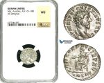 ZC63, Roman Empire, Marcus Aurelius (161-180 AD), AR Denarius (2.92g) Rome, 162-163 AD, Concordia, NGC AU
