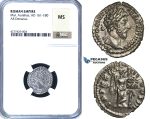 ZC66, Roman Empire, Marcus Aurelius (98-117 AD) AR Denarius, Rome, 166 AD, Victory, NGC MS