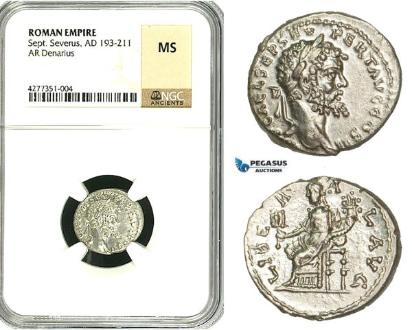 ZC76, Roman Empire, Septimius Severus (193-211 AD), AR Denarius (3.35g) Liberalitas, NGC MS