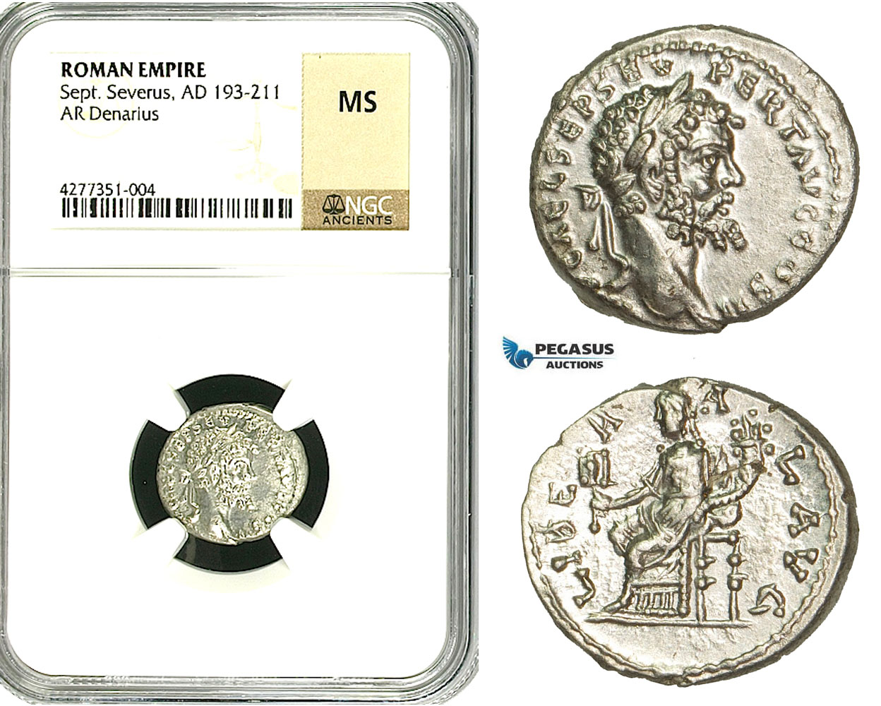 ZC76, Roman Empire, Septimius Severus (193-211 AD), AR Denarius (3.35g) Liberalitas, NGC MS