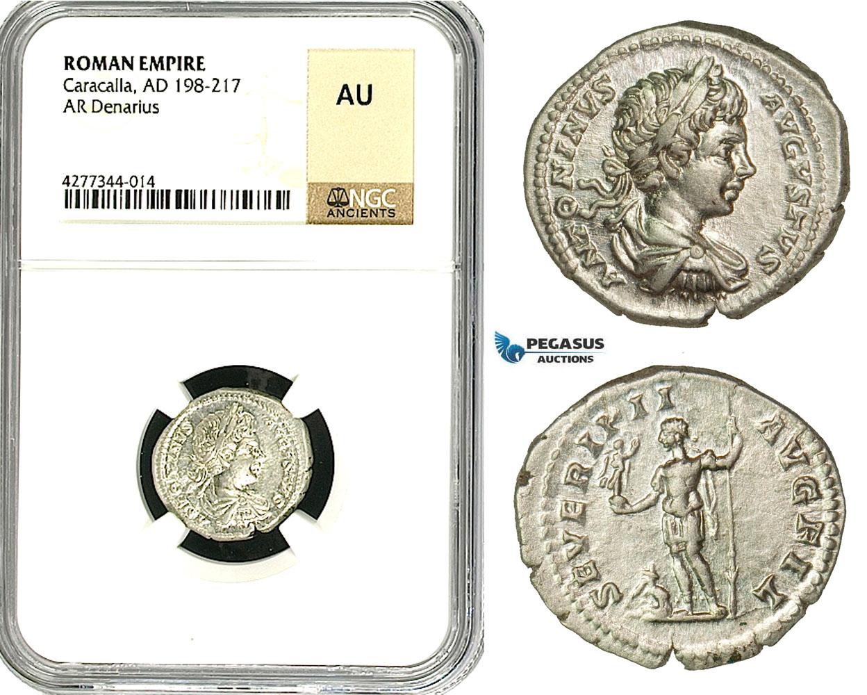 ZC81, Roman Empire, Caracalla (197-217 AD), AR Denarius (3.35g) Rome, 199-200 AD, NGC AU