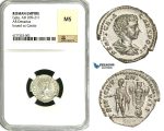 ZC86, Roman Empire, Geta (198-209 AD), AR Denarius (3.00g) Rome, Trophy, NGC MS