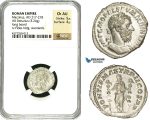 ZC88, Roman Empire, Macrinus (217-218AD), AR Denarius (3.24g) Rome, 218 AD, Fides, NGC Ch AU