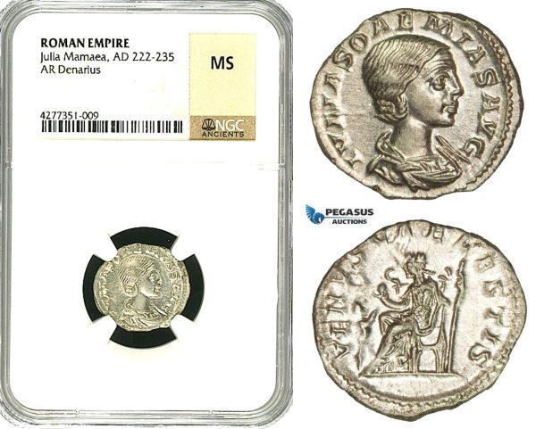 ZC96, Roman Empire, Julia Soemias, Mother of Elagabalus (218-224 AD), AR Denarius (3.03g) Rome, 220-222 AD, Venus, NGC MS