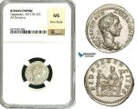 ZD01, Roman Empire, Elagabalus (218-222 AD), AR Denarius (3.91g) Rome, 218-219 AD, Fides, NGC MS, Fine Style