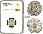 ZD04, Roman Empire, Elagabalus (218-222 AD), AR Denarius (3.13g) Rome, 220-221 AD, Libertas, NGC MS