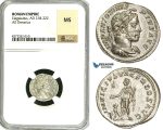 ZD08, Roman Empire, Elagabalus (218-222 AD), AR Denarius (3.07g) Rome, 218-222 AD, Altar, NGC MS