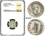 ZD13, Roman Empire, Elagabalus (218-222 AD), AR Denarius (3.05g) Antioch, 218-222 AD, Aequitas, NGC Ch XF