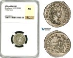 ZD14, Roman Empire, Elagabalus (218-222 AD), AR Denarius (2.85g) Rome, 218-219 AD, Fortuna, NGC AU