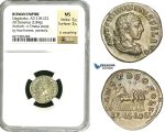 ZD16, Roman Empire, Elagabalus (218-222 AD), AR Denarius (2.85g) Antioch, 218-219 AD, Quadriga, Rare! NGC MS