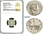 ZD17, Roman Empire, Elagabalus (218-222 AD), AR Denarius (3.09g) Antioch, 218-219 AD, Galley, NGC AU