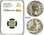 ZD18, Roman Empire, Julia Paula Augusta (219-220), AR Denarius (3.33g) Rome, Concordia, NGC MS