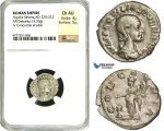 ZD21, Roman Empire, Aquilia Severa, second wife of Elagabalus (AD 220-222), AR Denarius (3.35g) Rome,  221-222 AD, Concordia, NGC Ch AU