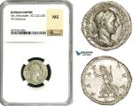 ZD25, Roman Empire, Severus Alexander (222-235 AD), AR Denarius (3.16g) Rome, Pax, NGC MS