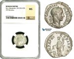 ZD31, Roman Empire, Severus Alexander (222-235 AD), AR Denarius (2.35g) Rome, Annona, NGC MS