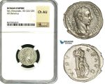 ZD35, Roman Empire, Severus Alexander (222-235 AD), AR Denarius (3.40g) Rome, Virtus, NGC Ch AU