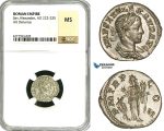 ZD39, Roman Empire, Severus Alexander (222-235 AD), AR Denarius (3.65g) Rome, Fortuna, NGC MS