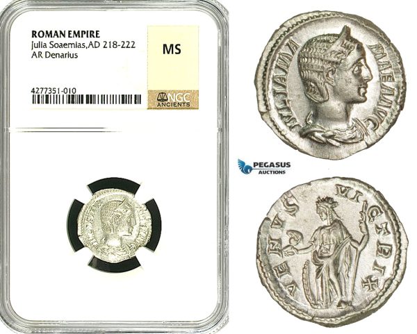 ZD40, Roman Empire, Julia Mamaea (222-235 AD), AR Denarius (3.23g) Rome, 231 AD, Venus, NGC MS
